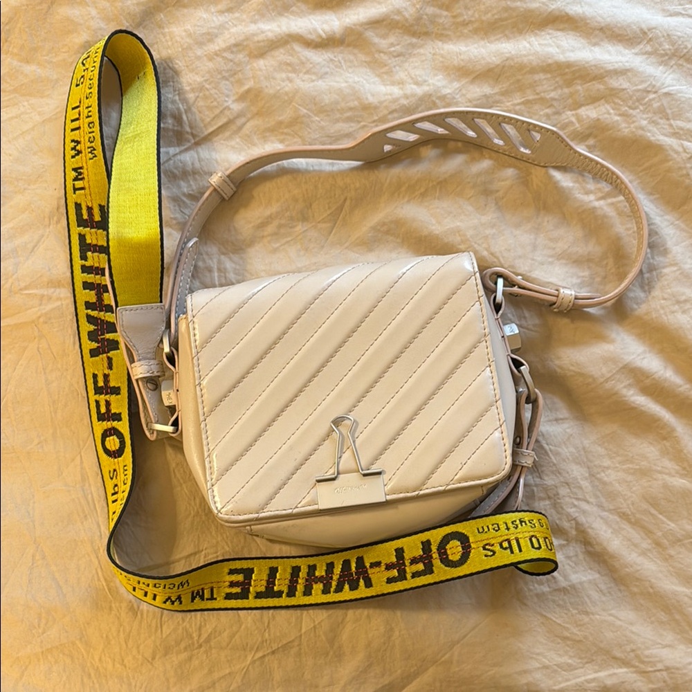 Off-White Cream and Yellow Quilted Crossbody Bag